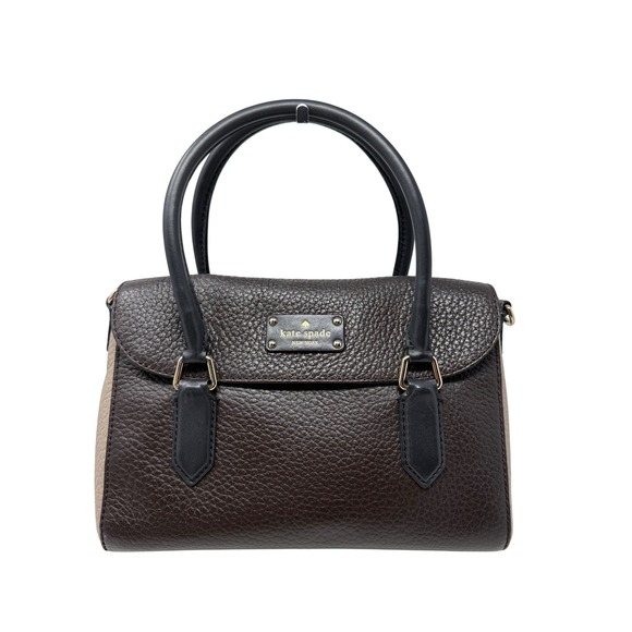 Kate Spade New York Handbags - Kate Spade New York Pebbled Leather Satchel Brown Taupe Crossbody Bag Designer